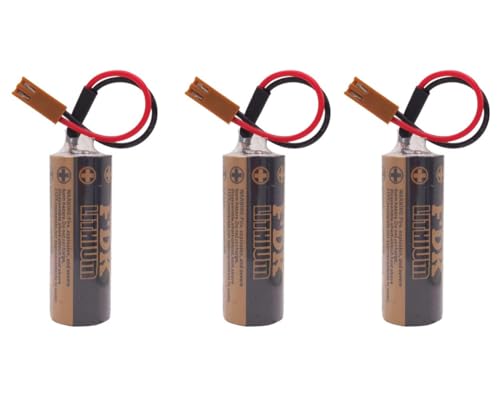 (3個入り)CR8.LHC 3V 2600mAh 17450互換用リチウム電池、CR8-LHC FDK 17450メモリバックアップ電源水道メーター電池(茶色のプラグ付き)