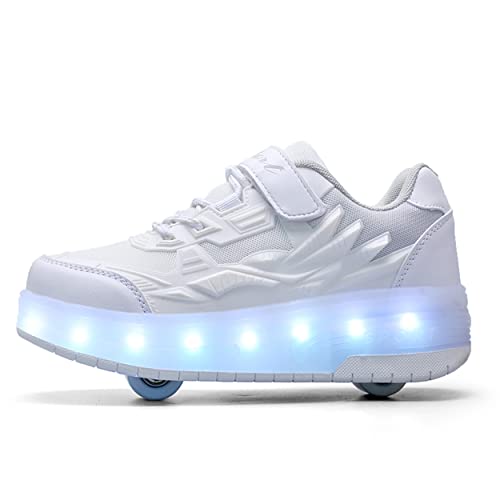 Boys and Girls LED Roller Skates Shoes with Double Wheels Trainers Technical Retractable Skateboarding Shoes for Kids Light up Shiny Luminous Sneakers Best Gift for Party Birthday Christmas Day