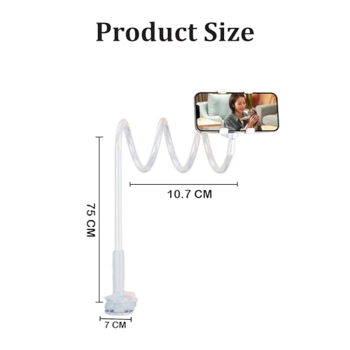Image of MOMISY Mobile Phone Holder, 360 Adjustable Gooseneck Clamp Mount, Universal Phone Stand for Desk, Office, Home (Nut White, 60 cm)