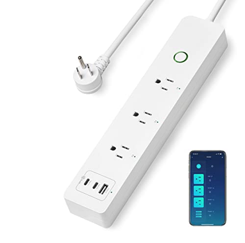 ASOUNUSE Smart Power Strip Surge Protector with App Remote Control - Power Strip Flat Plug with 2 Fast Charging USB C & 1 USB A Ports, and 3 Smart Outlets - Compatible with Alexa, Google Home, & Siri. ASOUNUSE Smart Power Strip Surge Protector with App Remote Control - Power Strip Flat Plug with 2 Fast Charging USB C & 1 USB A Ports, and 3 Smart Outlets - Compatible with Alexa, Google Home, & Siri.
