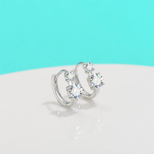 S925 Sterling Silver Huggie Hoop Earrings for Women, 0.6ct D-Color VVS1 Diamond, Gift for Girlfriend or Wife4