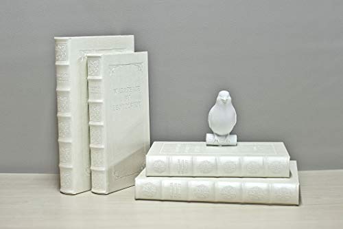 Nc Decorative Books With White Faux Leather Woodon Book Box For Decoration Display Cafe Hotel Home Bookshelf Use Fashion Storage Box (Set Of 2: C104, Large+Small) #TOP1