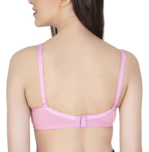 Image of LacyLuxe Women's Seamless Padded Non Wired Cotton Stretch Everyday Bra| Detachable Straps | Transparent Straps Included
