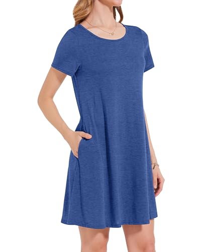 Image of JOLIGAL Summer Dresses for Women Casual Short Sleeve Sundress Scoop Neck Beach T Shirt Dress with Pockets 2026