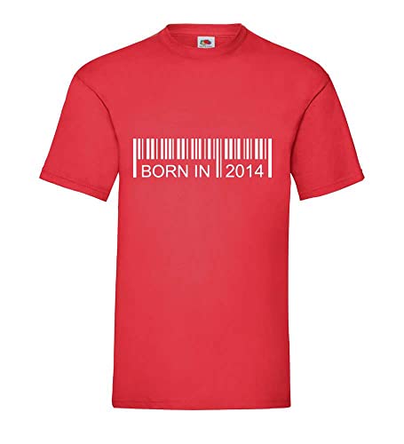 T-shirt Born in 2014 rouge idéal pour vos sorties décontractées en grande taille