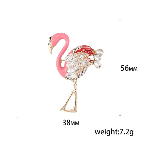 Image of Cute Flamingo Sparkly CZ Brooches Pins Delicate Pink Animal Crystal Brooch Classic for Party Dance Banquet for Women Ladies Girls Dainty Elegant Beautiful Lapel Pins Dress Suit Shirt Ceremony Clothes Accessories Jewelry