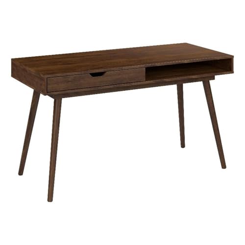 Bush Furniture Nora - Escritorio de 54 W en nogal oscuro, mesa de computadora para oficina en casa, espacio de trabajo o entrada