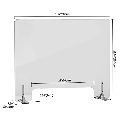 J JACKCUBE DESIGN Sneeze Guard for Countertop Plexiglass Protective Shield, Portable Freestanding Clear Acrylic Divider Portable Barrier for Desk, Office, Reception and Cashier (32\" x 24\")-MK716B
