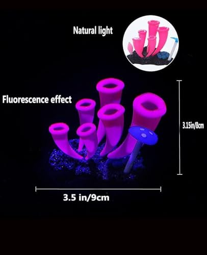 ZtohPyo-4-Pieces-Aquarium-Fish-Tank-Decorations-with-Glowing-Effect-Silicone-Glow-Artificial-Ornament-Coral-Reef-Plants-for-Aquarium-Decoration-Small-and-Large-Fish-Bowl-Decor-Accessories