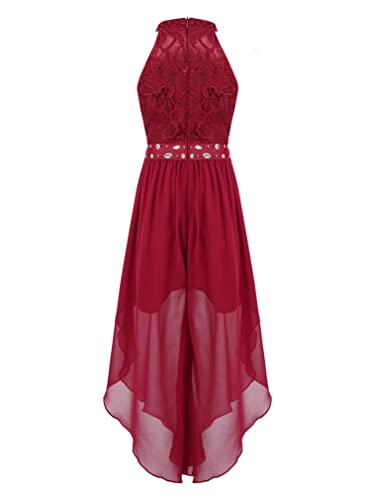 renvena Sequin Glitter Flower Girls Dress Kids Halter Sleeveless Floral Lace Maxi Romper Gown Prom Dresses2