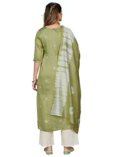Image of Vbuyz Women's Printed & Embroidered Straight Cotton Stitched Kurta With Dupatta