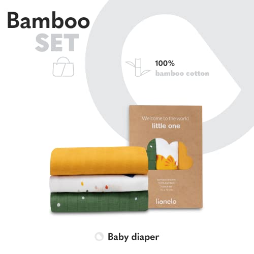 lionelo Bamboo Set 3 Swaddles Muslin Newborn Blankets 100% Natural Bamboo Cotton Size 70x70cm Pleasant to the touch - Image 2