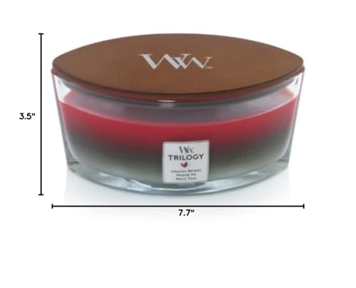 WoodWick Winter Garland Trilogy Holiday Candle Gifts for Women and Men, 16 oz Ellipse Trilogy Candle with Crackling Wick