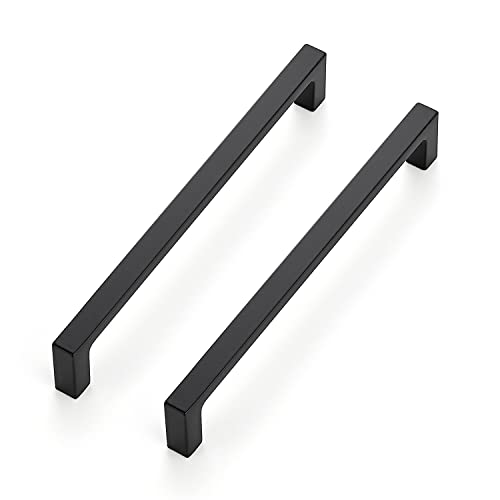 Image of Ravinte 5 Pack Solid 6-1 /4 Inch Kitchen Square Cabinet Handles Matte Black Pulls Drawer Pulls Kitchen Cabinet Hardware Flat Black Handles