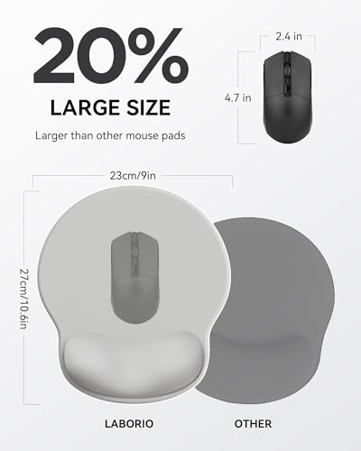 Image of Mouse Pad with Wrist Rest, Ergonomic Mouse Pads for Desk, Office Non-Slip Mousepad with Gel Wrist Support(Light Gray, 10.6''L x 9''W)