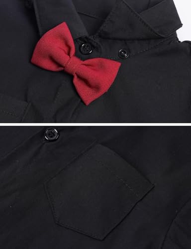 A&J DESIGN Infant Baby Boys Dress Shirt Bodysuit Gentleman Formal Wedding Short Sleeve Rompers4