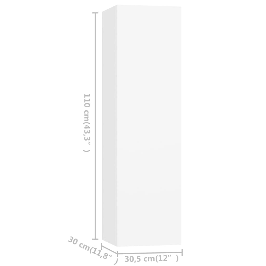 3-TLG. TV-Schrank-Set Weiß, Holzwerkstoff, 110 cm Breite, Wandmontage, Modernes Media-Center für Wohnzimmer und Schlafzimmer, mit Stauraum
