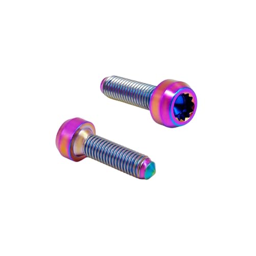 Image of RISON-Titanium M7x1x24.5mm Titanium Bolts, Hex Head, Grade 5, Rainbow, Pack of 5