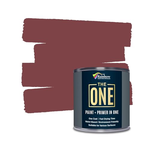 THE ONE All-In-One Paint & Primer - Deep Red Matte 8.5 Fl Oz/250ml | 1 Coat Formula | Easy Indoor & Outdoor Decorating for Home & Garden Walls Floors & Furniture | Water-Based & Low VOC