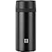 ZWILLING THERMO Botella térmica, Colador integrado, Botella térmica para té y agua infusionada, Aislamiento de doble pared, 420 ml, Altura: 17,2 cm, Negro