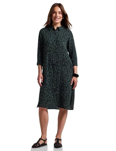 STREET ONE Damen A144413 Gemustertes Musselinkleid, Mid Green, 42