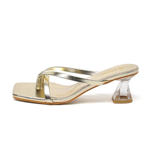 Amoji Women Flip Flop Kitten Heel Open Toe Thong Heeled Sandals 3392