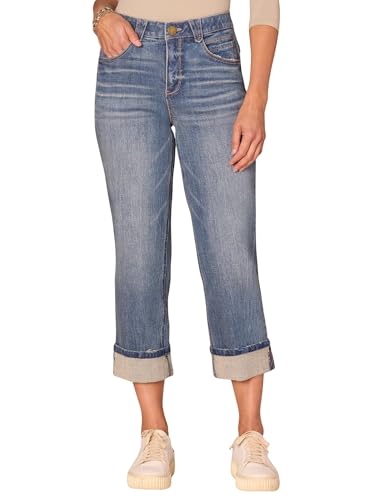 Democracy Women's Ab Solution High Rise Round Up Boyfriend Jean with Cropped Roll Cuff