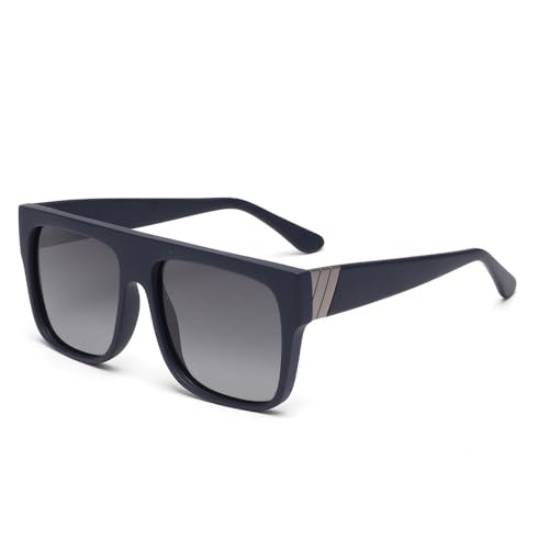 Lunettes de soleil carrées polarisées UV400 homme femme verres plats acétate noir