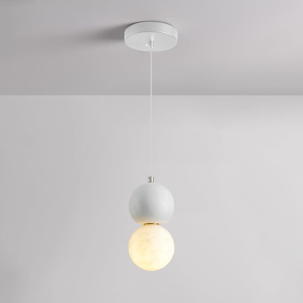 Vfdaswqq White Lamp, Terrazzo Chandelier Modern Industrial With Cement Shade For Dining(White)