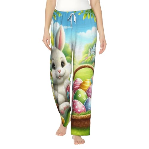 Pantalon de pyjama en polaire contre le froid avec motif lapin en flanelle