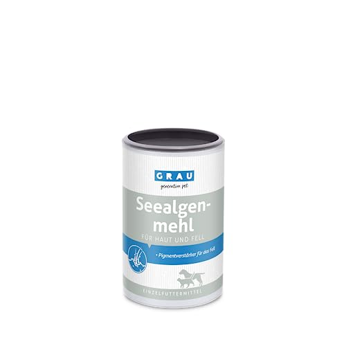 GRAU - El Original - Harina de Algas Marinas 100% Pura, para la pigmentación del Pelo, para un Pelo denso y Brillante, Pack Individual (1 x 200 g), Materia Prima para piensos de Perros y Gato