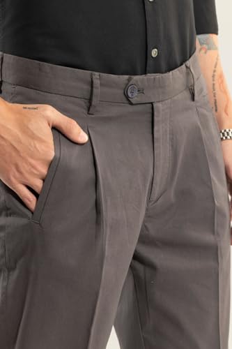 Image of SNITCH Dark Brown Slim Fit Cotton Trousers