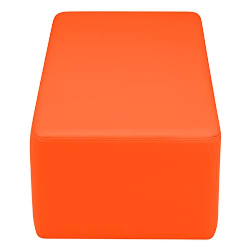 Image of Sprogs 12 inch H Structured Rectangle Stool -Flexible Modular Collaborative Soft Seating for Office, Home, Lounge and School Classrooms with Durable Frame & Set of 2 inch Legs Add-on - Orange