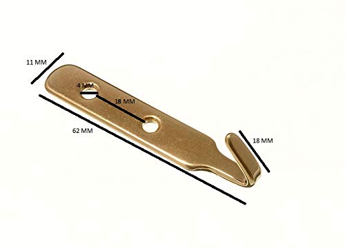 Image of 4 x J Hooks Picture Hanger Brass Plated Steel Heavy Duty