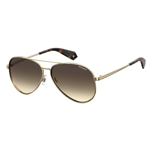 Polaroid Sunglasses Women's PLD 6069/S/X Pilot Sunglasses, Gold/Polarized Brown Gradient, 61mm, 12mm