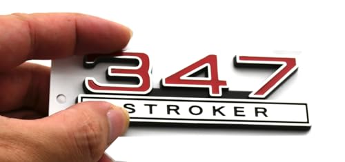 Image of 2pcs 347 Liter 5.7 Stroker Engine Emblems Badge 3D Decals Stickers Cars Trucks (Chrome Red)