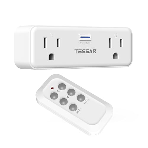 TESSAN Remote Control Outlet Plug, Wireless Switch with 2 Sockets
