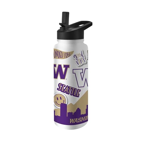 Image of Logo Brands NCAA Native 34 oz Quencher Water Bottle - | Local Icons Design | Double-Wall Insulated| Leak-Proof Lid & Built-In Straw