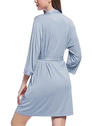 Image of Joyaria Women Bamboo Viscose Robe Super Soft Comfy Summer Cooling Short Lightweight Bathrobe with Pocket S-XXL