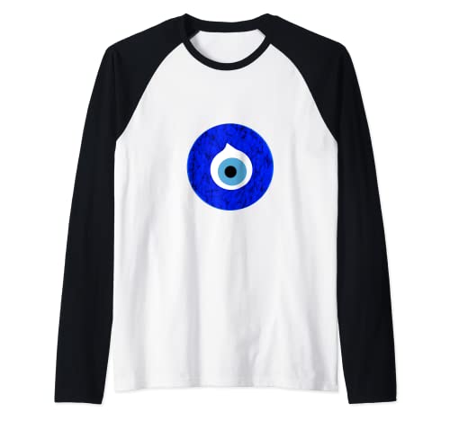 Nazar Evil Eye Amuleto Protección Ojo Azul de Fátima Camiseta Manga Raglan