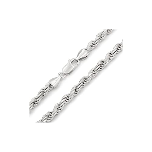 Verona Jewelers Sterling Silver Authentic Italian 4MM, 4.5MM 6MM 7.5MM 8.5 MM Solid Diamond Cut Twist Rope Chain Bracelet-Thick Braided Bracelet Chain for Men and Women2
