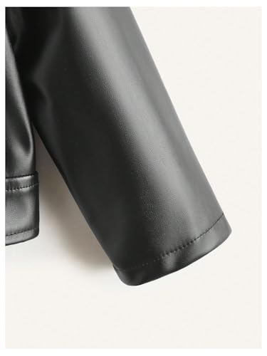 WDIRARA Girl's PU Leather Zip Up Crop Jacket Asymmetrical Collared Long Sleeve Outerwear4