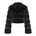 Cropped Faux Fur Jacket for Womens 2025 Fashion Casual Lapel Collar Long Sleeve Open Front Winter Shaggy Cardigan