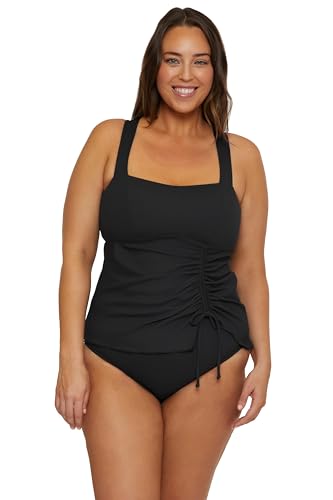 Womens Modern Edge Plus Size Bandeau Tankini, Adjustable, Tie Back, Swimsuit Tops for Women