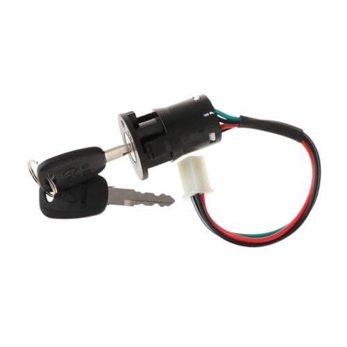 Zxpjkyu Ignition Switch Lock Cylinder Lock Multipurpose on Off Key Starter Switch Power Locks for E Bike Tricycle ATV Moped Supplies, 4 Cable