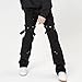 Maiyifu-GJ Men's Moto Biker Flare Jeans Slim Fit Stretch Button Denim Pants Fashion Casual Streetwear Jean Trousers (Black,Medium)