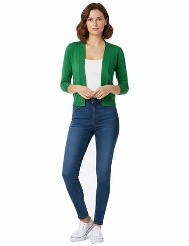 Image of Allsense Women's 3 /4 Sleeve Cropped Shrug Cardigan | Classic Bolero, Open-Front, Lightweight Soft Fine Knit Cover Up
