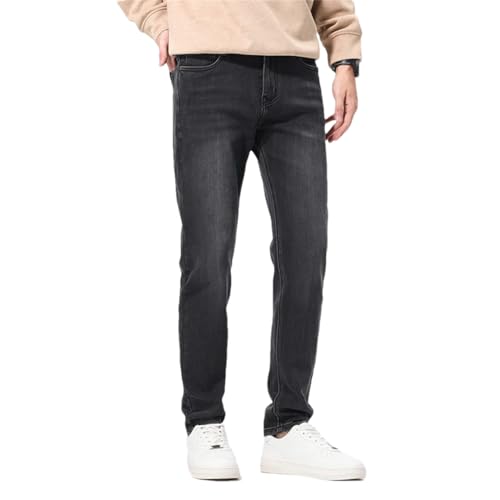 Mens Baggy Straight Korean Jeans Pants Denim Trousers Streetwear Denim Jeans Dark Gray 32