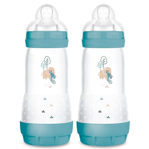 MAM Anti-Colic Baby Bottles 320 ml, Pack of 2 Unisex, Teat Size 2 (4 Months+)