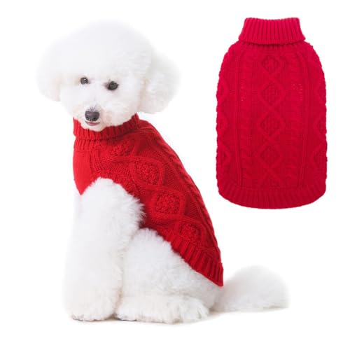 Image of BINGPET Dog Sweater for Small Dogs, Turtleneck Knitted Clothes